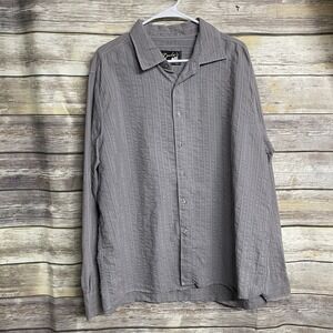 Duke Button‎ Up Shirt Mens XXL Gray Cotton Blend Long Sleeve Collared Nice